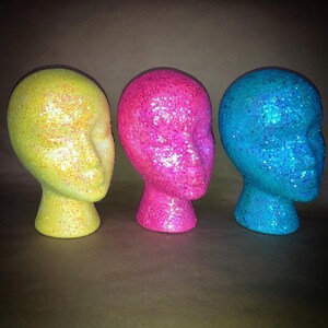 Glitter Wig Head Display Stand, Decorative Salon Mannequin Head