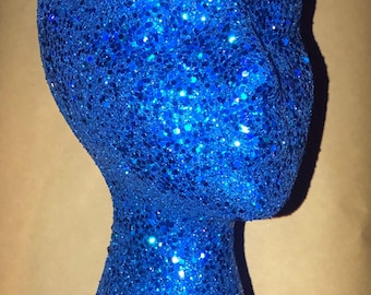 Sparkling Glitter Wig Head: Customizable Salon Display (6.5&quot;x6&quot;x11.5&quot;)