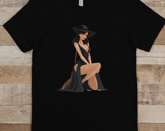 Hot Navy Pinup Graphic Art Shirt, Great Gift for Him or Her, Sexy