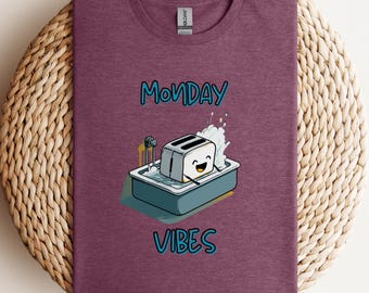 Baño tostador con vibraciones de lunes, baño tostador con risas en vivo, humor negro, baño tostador, camiseta sarcástica, camiseta divertida, camiseta meme, camiseta gráfica