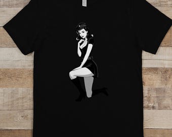 Maglietta grafica con pin-up seducente dell'esercito, ottimo regalo per lui o per lei, maglietta con design sexy di pin-up anime, maglietta con ragazza dell'esercito, regalo per gli amanti degli anime
