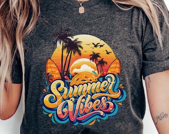 Summer Vibes Shirt FREE delivery! Teacher Summer Shirt, Funny Tshirt, Summer Clipart Shirt, Beach Vacation Shirt, Summer Vacation Tee
