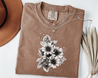 Camiseta de flores, Camiseta de naturaleza, Camiseta de flores silvestres, Camiseta de flores silvestres, Camiseta floral estilo cottagecore, Camiseta de flores silvestres, Camiseta botánica, Regalo bohemio