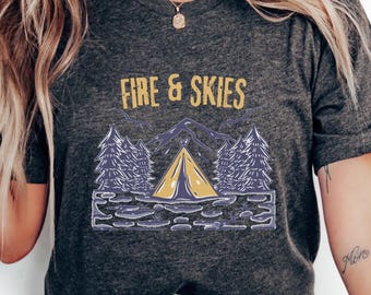 Fire & Skies Shirt, FREE delivery! Mom Camping Tshirt, Nature Therapy, Camping Vibe, Camp Mom and Dad Tee, Gift For Camper