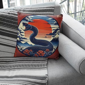 Snake Decorative Pillow Accent Pillow Reversible Pillow Floral Home Decor