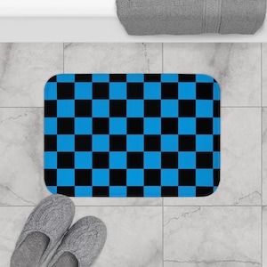 Black Blue Bath Mat