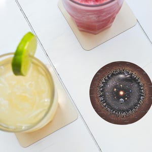 Cosmic Ceramic Coaster: Solar System Drink Coaster with Cork Back