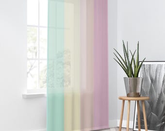 Pastel Gradient Window Curtain - Boho Chic Room Decor, Sheer Privacy Curtain, Home Textile, Light Filtering, Modern Design