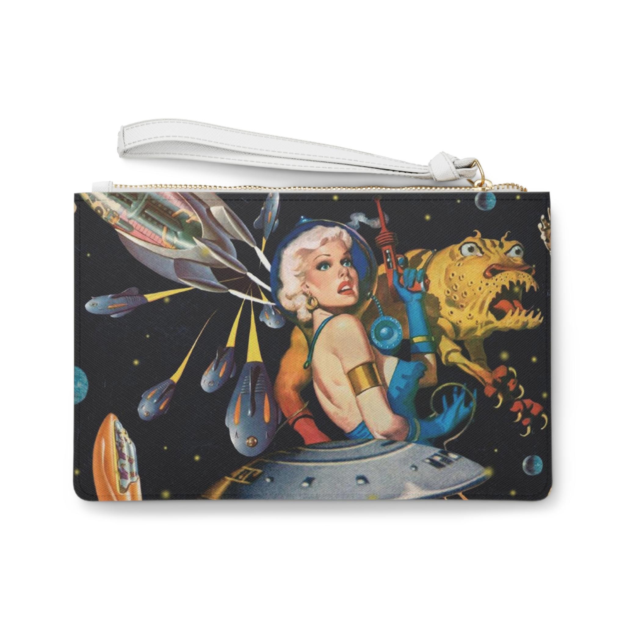 Alien Clutch Hand Bag UFO Space Invasion Purse Extraterrestrial Galaxy ...