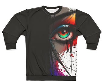 Sudadera con estampado de ojos que gotean de colores / Estampado integral