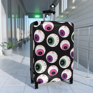 Spooky Eyeball Suitcase - Travel Bag, Halloween Luggage, Unique Carry-On, Eye Print Baggage, Trick or Treat Travel Case