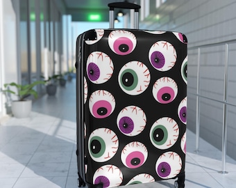 Spooky Eyeball Suitcase - Travel Bag, Halloween Luggage, Unique Carry-On, Eye Print Baggage, Trick or Treat Travel Case