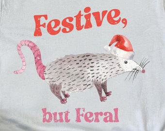 Funny Possum Christmas T-Shirt | Festive but Feral Holiday Tee