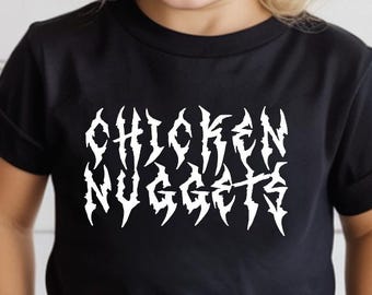 Chicken Nuggets Heavy Metal Font Toddler T-Shirt