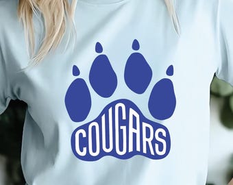 Cougars Paw Print T-Shirt: Custom School Spirit Wear