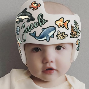 Cranial Band decals, Neutral Baby Helmet Stickers, Starband, doc band, Plagio, Sea Fish, decoration for flat head baby helmet, All is Whale