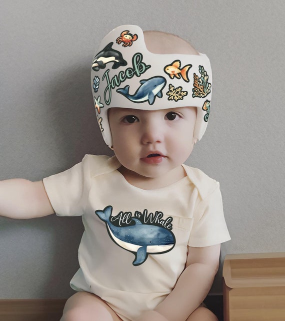 Sea Fish Cranial Band Decals: Neutral Baby Helmet Stickers