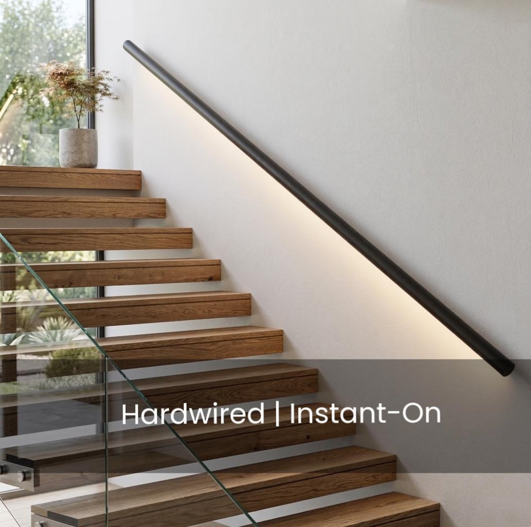 LED Handrail Custom Stair Railing | Modern Stair Handrail | Black ...