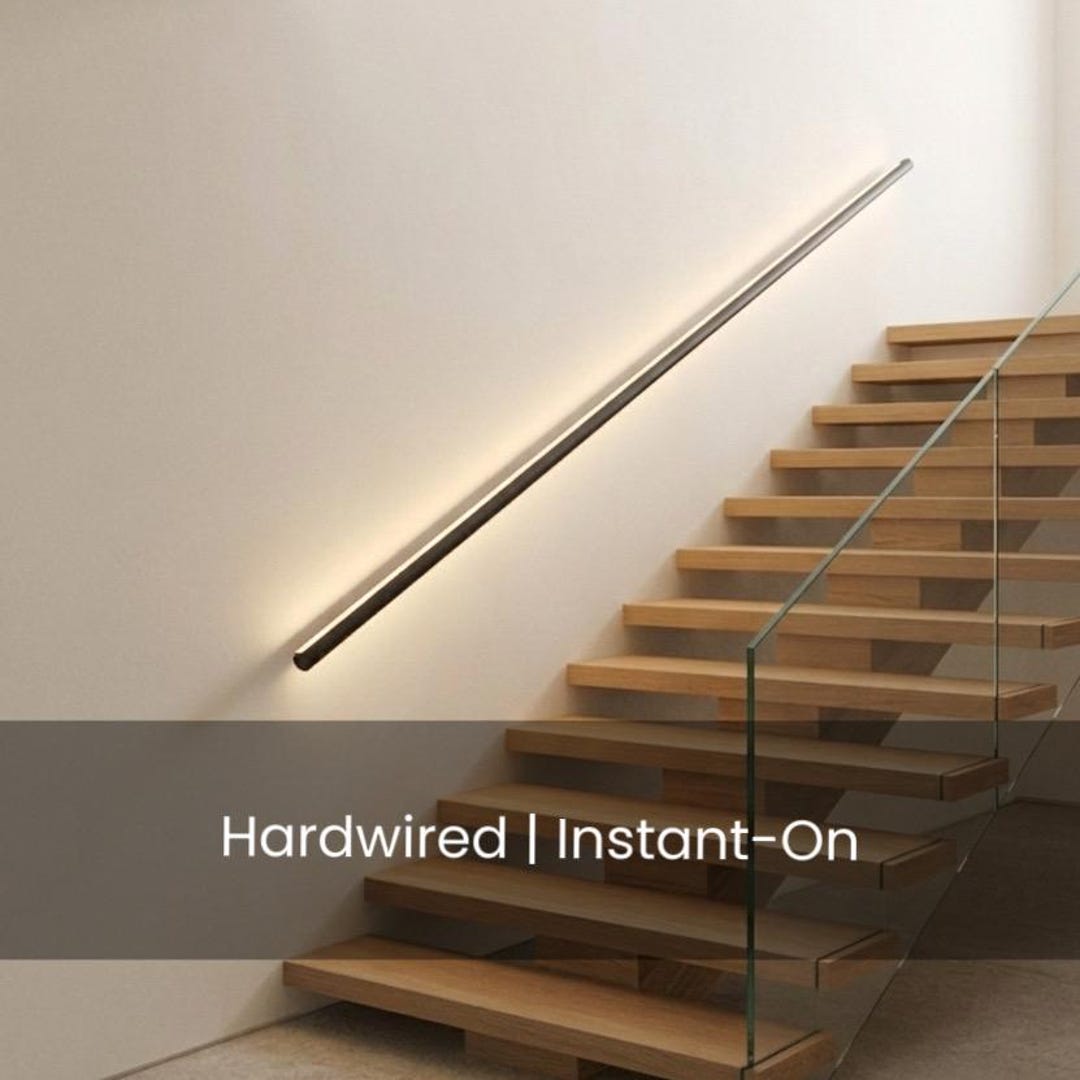Dual Railing LED Handrail Lighted Railing | Modern Metal Wall Handrail | Black ...
