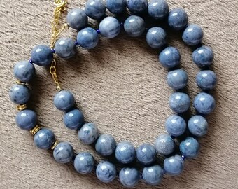 Blue Sponge coral and Lapis lazuli gold filled necklace 19 inches