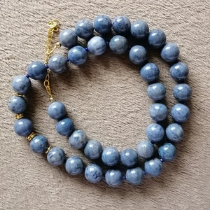 Blue Sponge coral and Lapis lazuli gold filled necklace 19 inches image 1