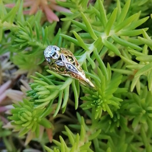 Vintage inspired Diamond 18k yellow white gold ring, preloved, US 5 3/4 image 4