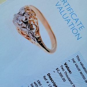 Vintage inspired Diamond 18k yellow white gold ring, preloved, US 5 3/4 image 8