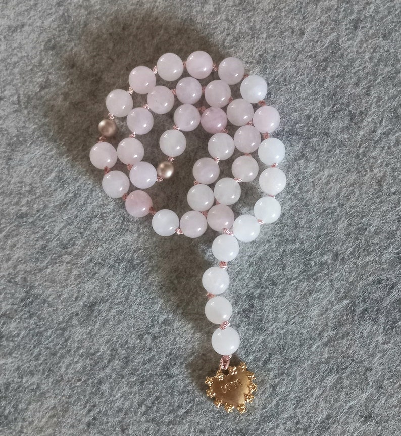 Natural Rose Quartz Handknotted Tasbih Subha Islamic Prayer Beads 33 bead image 2