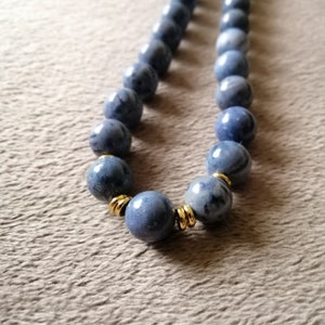 Blue Sponge coral and Lapis lazuli gold filled necklace 19 inches image 2