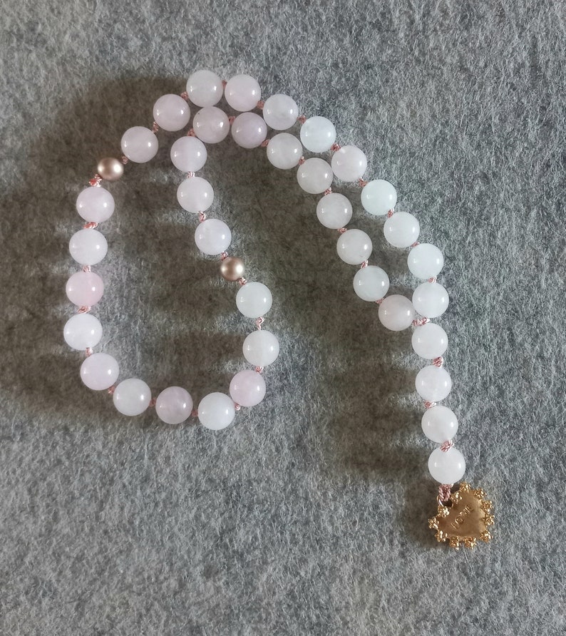 Natural Rose Quartz Handknotted Tasbih Subha Islamic Prayer Beads 33 bead image 3