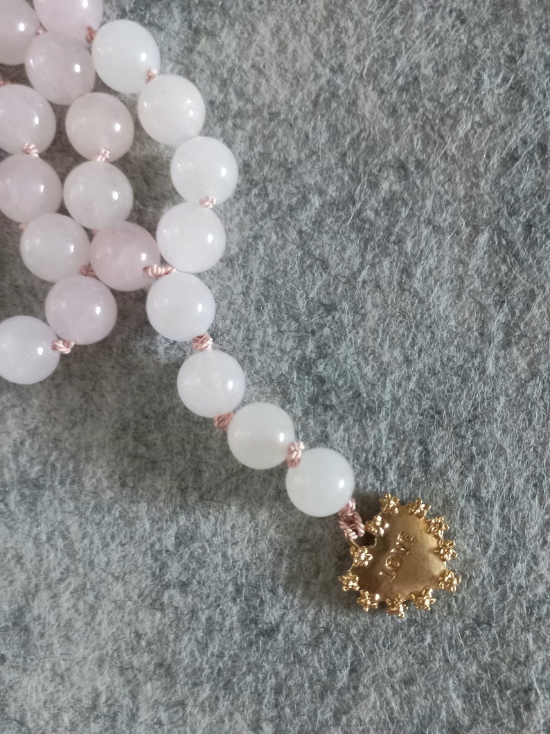 Natural Rose Quartz Handknotted Tasbih Subha Islamic Prayer Beads 33 bead image 4