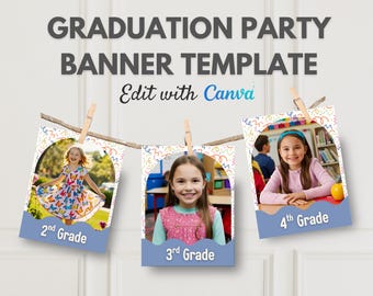 Banner fotográfico de graduación: Decoración editable para fiesta de graduación (descarga digital)
