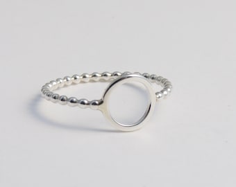 Sterling Silver Open Circle Ring Beaded Band