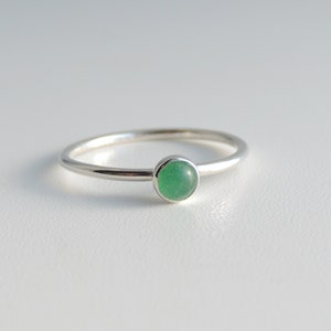 Green Aventurine Ring Sterling Silver Stacking Ring Green Stone Ring