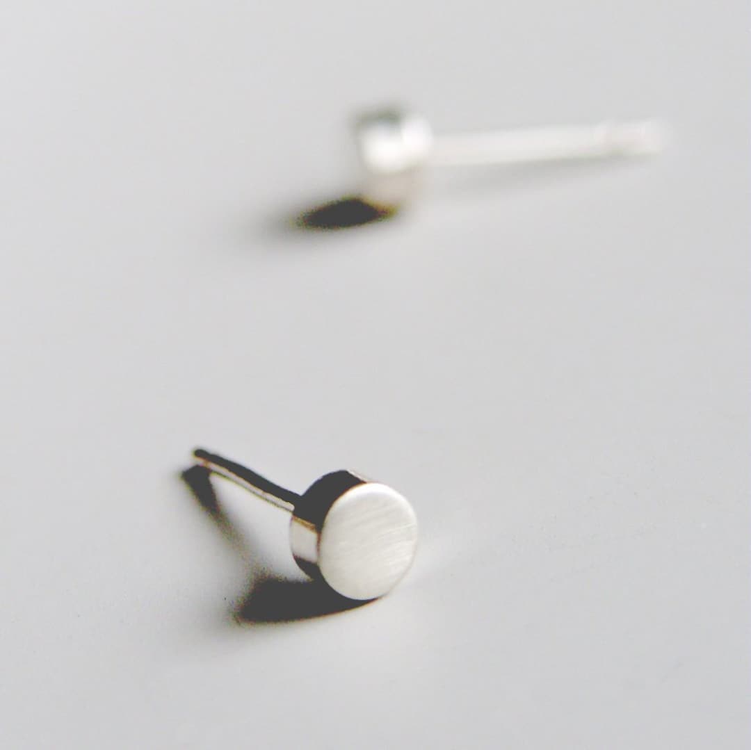 Stud Earrings Sterling Silver Small Spots Circle Post Earrings - Etsy