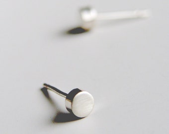 Sterling Silver Minimalist Earrings Small Circle Post Studs