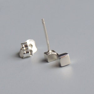 Square Stud Earrings Sterling Silver Small Square Post Earrings Silver ...