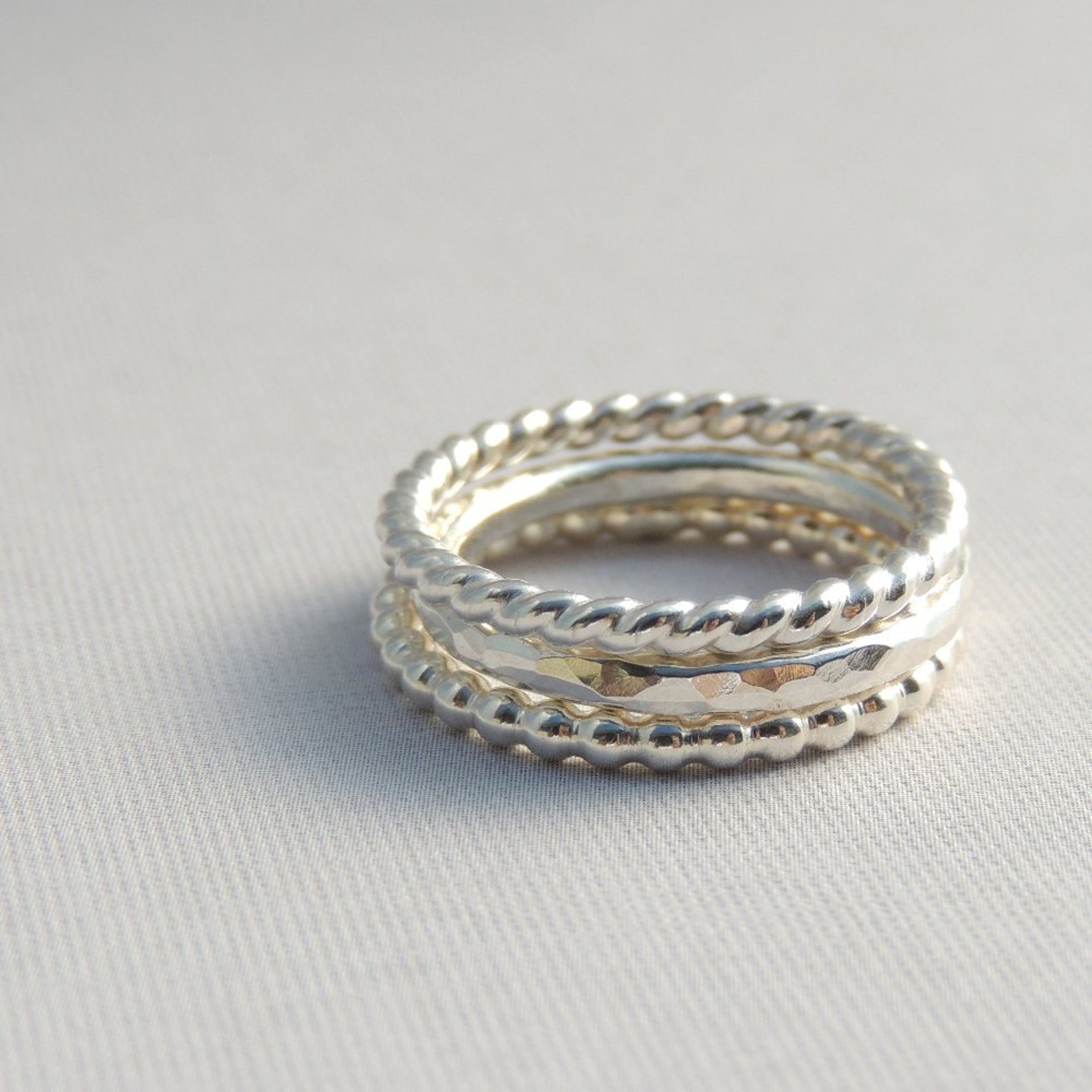 Sterling Silver Beaded Band Simple Sterling Silver Ring Etsy