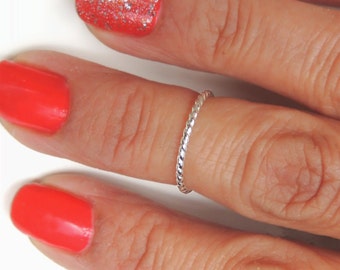 Above the Knuckle Ring Midi Ring Sterling Silver Twisted Band