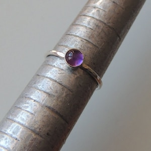 Amethyst Ring Sterling Silver Stacking Ring Bezel Set image 2