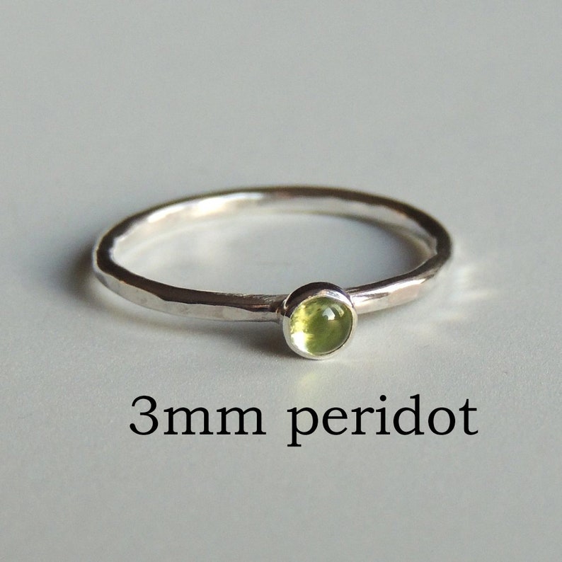 Peridot Ring Sterling Silver Green Stacking Ring image 5