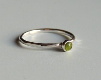 Peridot Ring Sterling Silver Green Stacking Ring