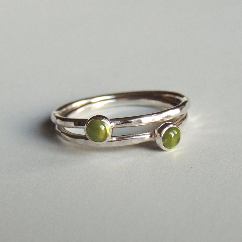 Peridot Ring Sterling Silver Green Stacking Ring image 4