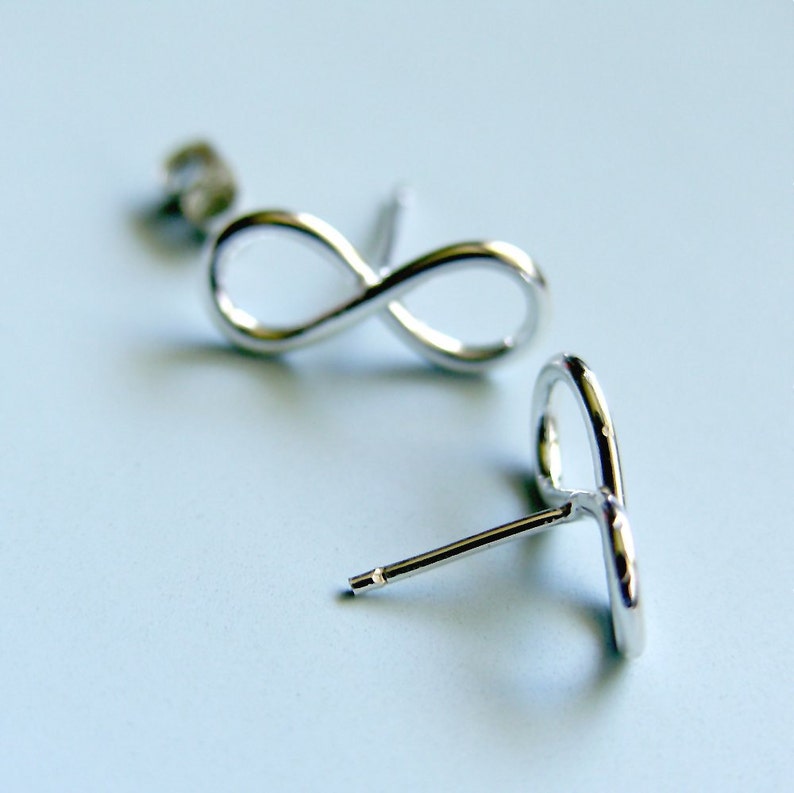 Infinity Symbol Earrings Sterling Silver Infinity Sign Stud Earrings Silver Studs image 4