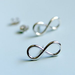 Infinity Symbol Earrings Sterling Silver Infinity Sign Stud Earrings Silver Studs image 1