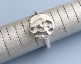 Hammered Circle Ring Sterling Silver Ring