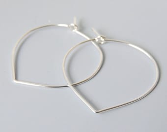 Lotus Petal Hoops Sterling Silver Lightweight Earrings 1.25" inch