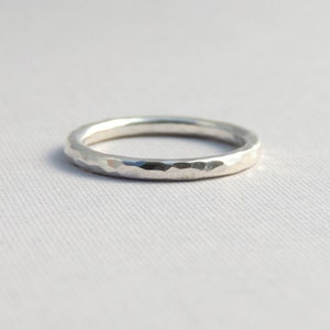 Sterling Silver Hammered Band Simple Sterling Silver Stackable Ring