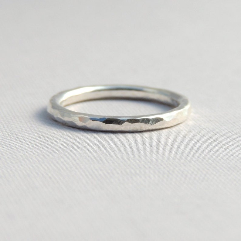 Sterling Silver Hammered Band Simple Sterling Silver Stackable Etsy