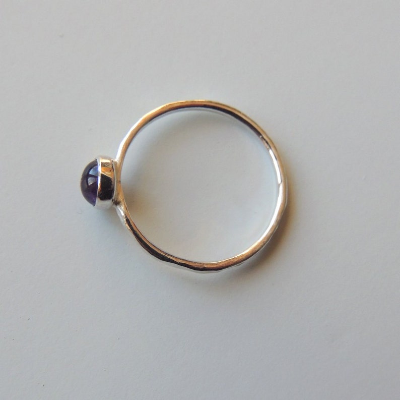 Amethyst Ring Sterling Silver Stacking Ring Bezel Set image 3